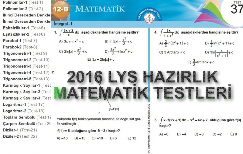 2016 LYS Matematik kazanım kavrama testleri
