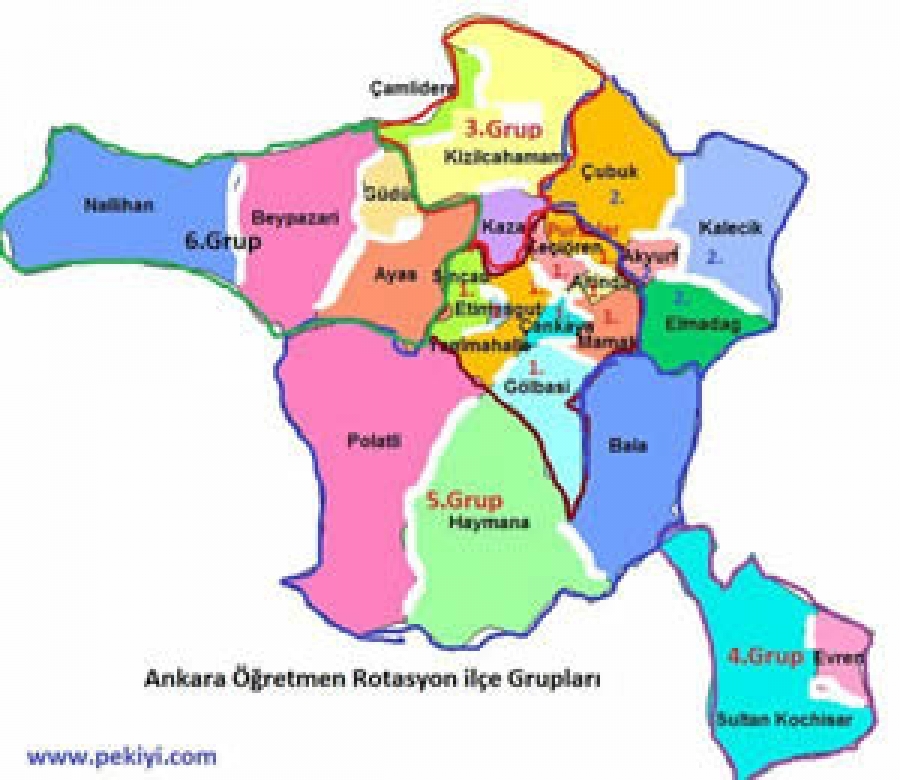 Ankara 2015-2016 Öğretmen Rotasyon ilçe grupları