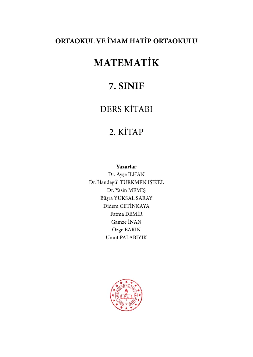 2026-2027 7. Sınıf Matematik Ders Kitabı 2. Kitap kapağı