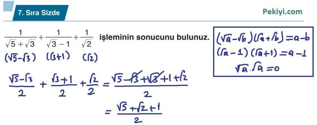 9.Sınıf Matematik Ders Kitabı Sayfa 34 7.Sıra Sizde 9.Sınıf Matematik Ders Kitabı Sayfa 34 7.Sıra Sizde