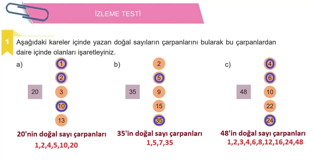 6.Sınıf Matematik Ders Kitabı Sayfa 26 İzleme Testi Soru-1