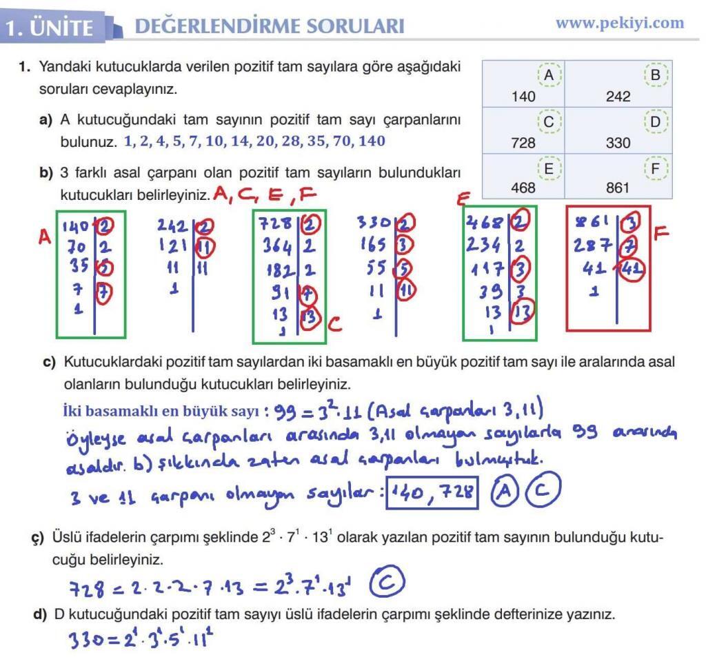 8.Sınıf Matematik Ders Kitabı Sayfa 52 Cevapları Cevap 1