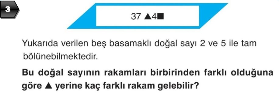 6.Sınıf Matematik 1.Dönem 1.Yazılı soru 3