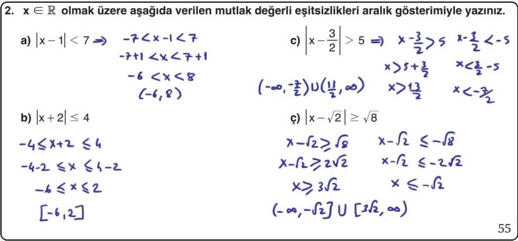 9.Sınıf Matematik 1.Ders Kitabı Sayfa 55 Cevap 2