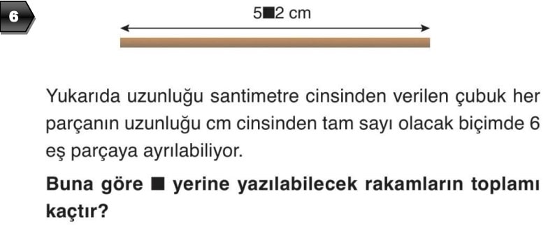 6.Sınıf Matematik Yazılı Örneği Soru 6