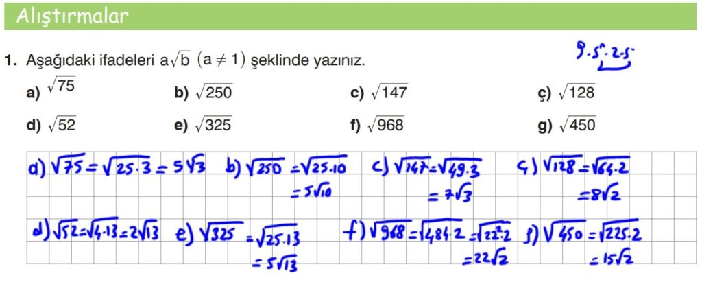 8.Sınıf Matematik Ders Kitabı Sayfa 72 Cevap 1
