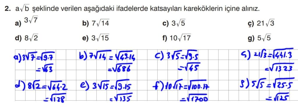 8.Sınıf Matematik Ders Kitabı Sayfa 72 Cevap 2