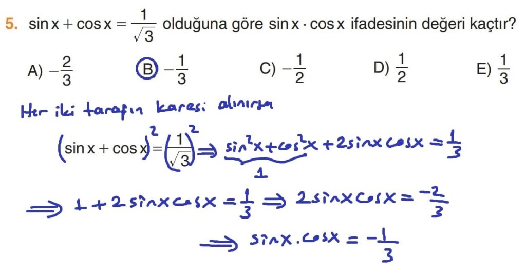 11.Sınıf Matematik Kitabı Sayfa 76 Çözüm 5