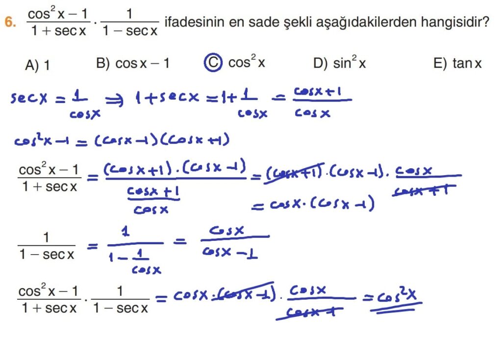 11.Sınıf Matematik Kitabı Sayfa 76 Çözüm 6