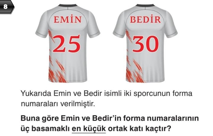 6.Sınıf Matematik Yazılı Örneği Soru 8