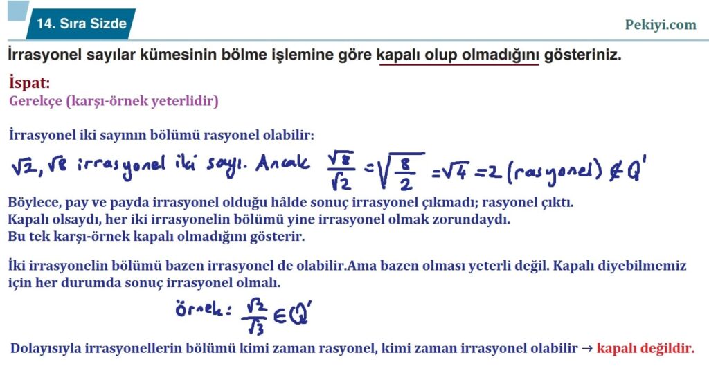 9.Sınıf Matematik Ders Kitabı Sayfa 65 14. Sıra Sizde Çözümü