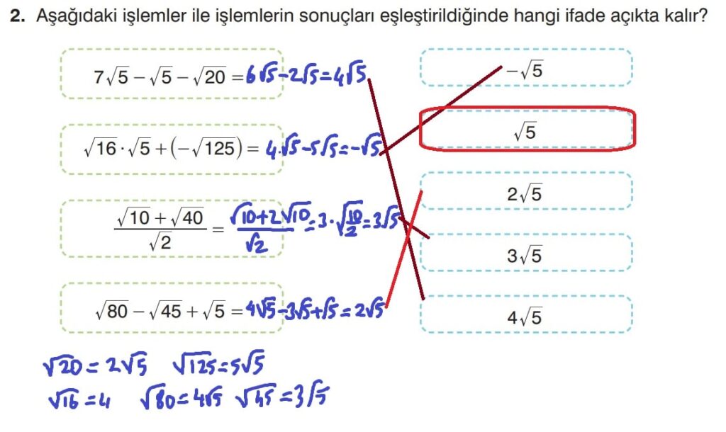 8.Sınıf Matematik Kitabı Sayfa 84 Cevap 2 8.Sınıf Matematik Kitabı Sayfa 84 Cevap 2