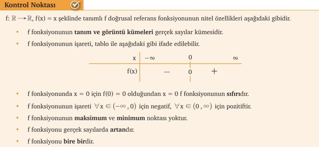 Doğrusal referans fonksiyonun nitel özellikleri Doğrusal referans fonksiyonun nitel özellikleri