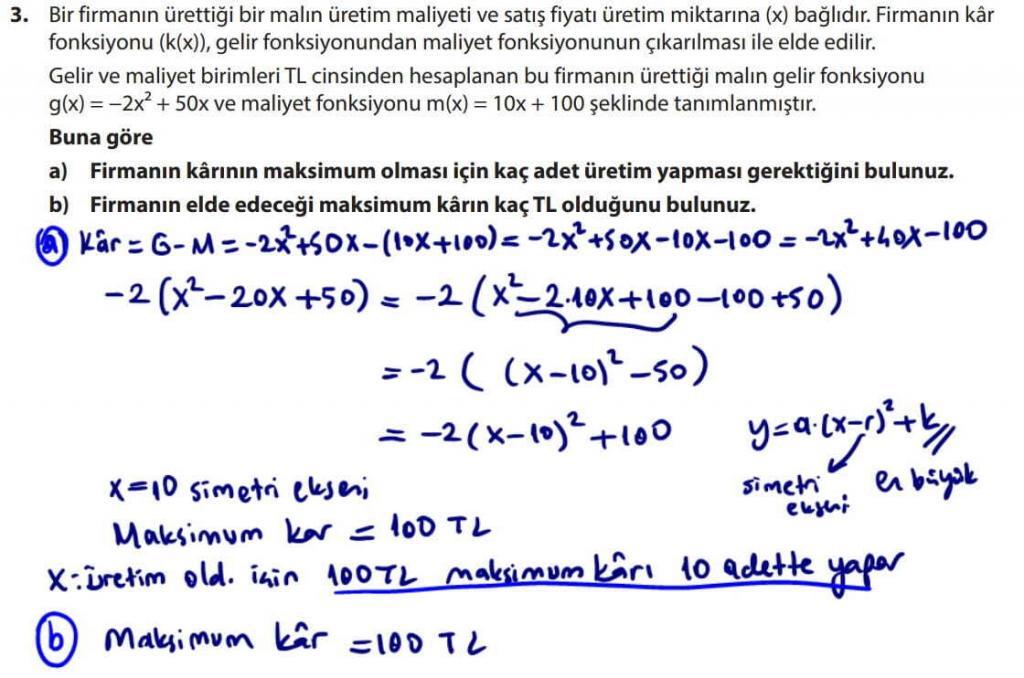 10.Sınıf Matematik Ders Kitabı Sayfa 223 Çözüm 3