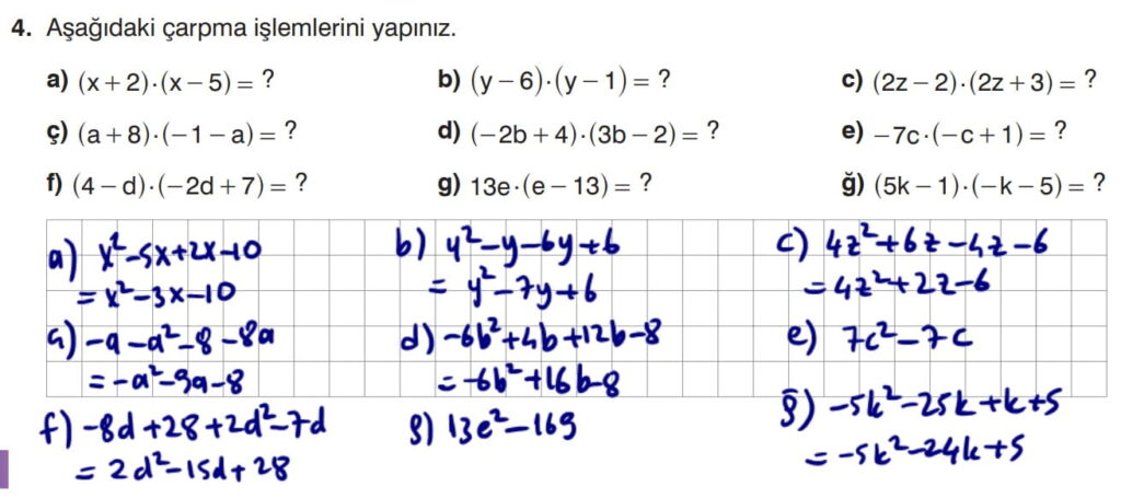 8.Sınıf matematik ders kitabı sayfa 138 cevap 4