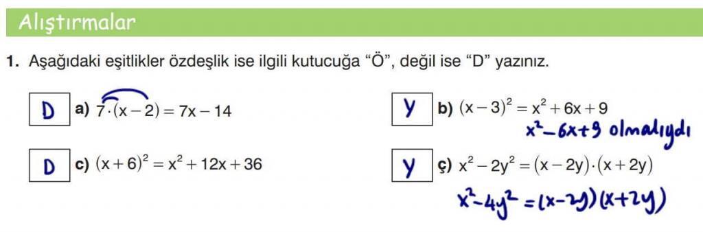 8.Sınıf Matematik Ders Kitabı Sayfa 147 Cevap 1