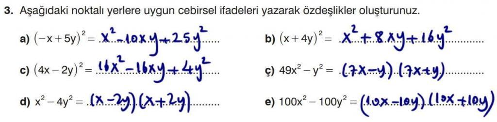 8.Sınıf Matematik Ders Kitabı Sayfa 147 Cevap 3