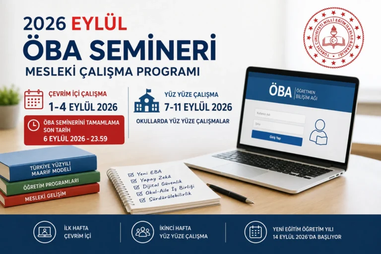 2026 Eylül ÖBA Semineri Nasıl Tamamlanacak? Son Tarih 6 Eylül, İkinci Hafta Yüz Yüze