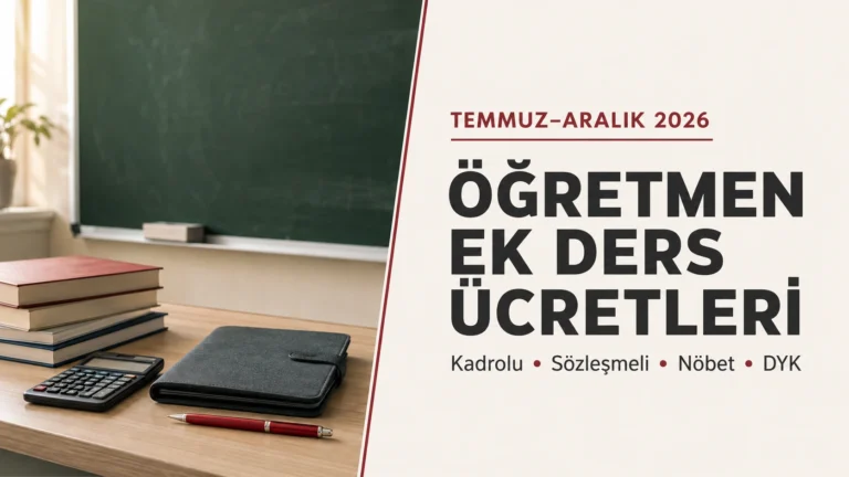 2026 Temmuz-Aralık Öğretmen Ek Ders Ücretleri: Kadrolu, Sözleşmeli, Ücretli, Nöbet ve DYK